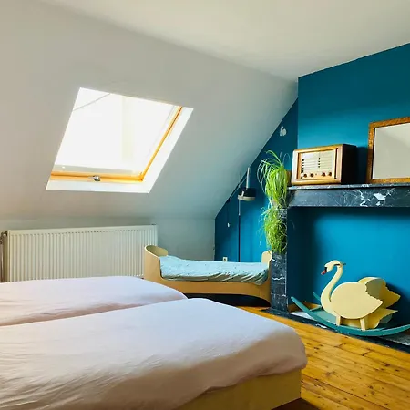 Blauwe In Herenhuis Met 2x 1pers Bed Antwerpen